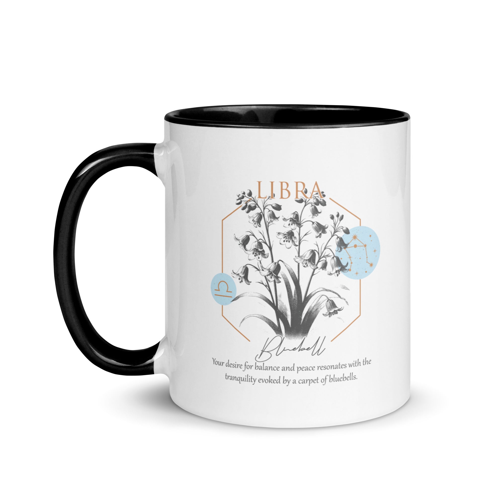 Libra Zodiac Bluebell Birth Flower 11 oz Mug with Black Handle - https://ascensionemporium.net